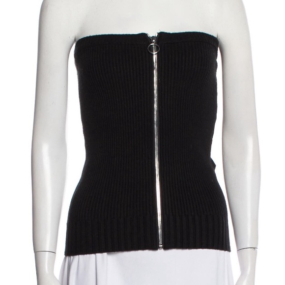 For Love & Lemons FLL Knitz Black Zip Front Tube Top Medium - Picture 1 of 5
